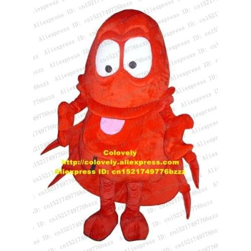 Lovely Smart Red Crab Granchio Mascot Costume Fancy Dress Mascota With White Tooth Thin Red Legs Big Back No.5572 Free Shipping