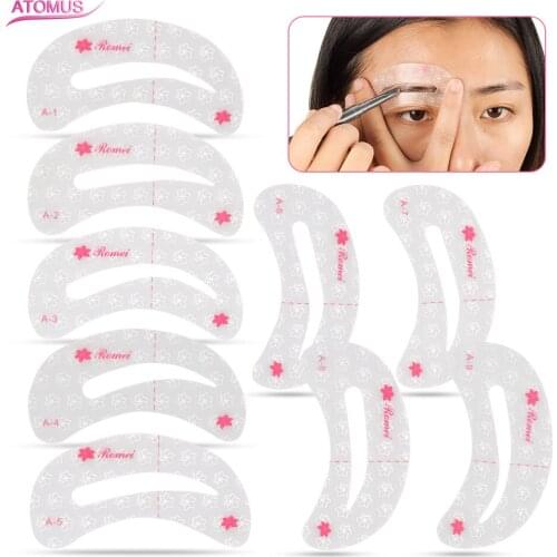 Eyebrow Shaping Stencils Grooming Kit 9pcs 9 Styles Makeup Eyeliner Models Shaper Set Template Shaper Tool Cosmetics Accessories