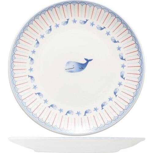 2021 New Nordic Style Dolphin Plate Ceramic Plate Set Cartoon Custom Home Western Restaurant Steak Plate