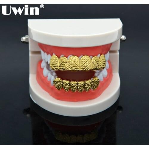 New Arrival Hip-hop Gold &Silver Color Engraved Twill Cool Rock Roll Raper Teeth Grills Halloween Decoration Holiday Gift