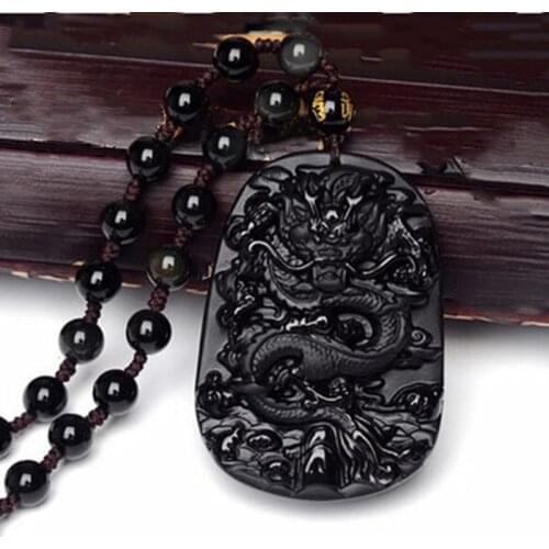 New popular Obsidian Pendant Necklace male boutique jewelry amulet to protect peace and prevent evil dragon brand Pendant Neckla
