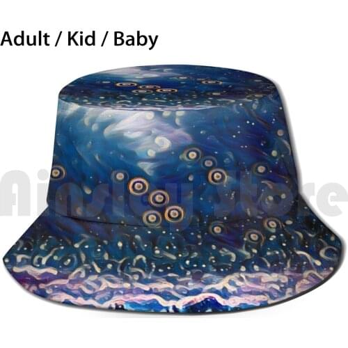 Open Universe Sun Hat Foldable UV Protection Space Galaxy Milky Way Stars Sky Planets Night Sky Mountain Outdoors