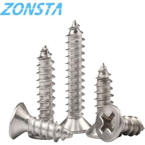 Countersunk head tapping screws M1.2 M1.4 M1.7 M2 M2.5 M3 M3.5 M4 M5 M6 304 Stainless steel Cross recessed Flat Wood Screw