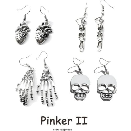 Earrings for Women Girls Drop Dangle Teens Charm Gift Party Simple Punk Cool Halloween Skull Cross Horror Skeleton Death Bat