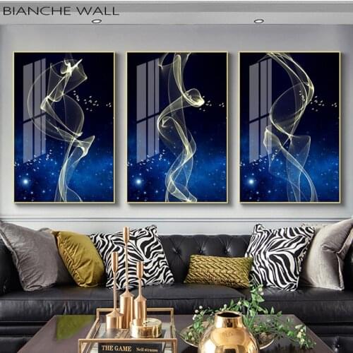 Blue Night Starry Yellow Butterfly Dancing Illusory Abstract Canvas Painting Wall Art Posters And Prints Pictures Decoration