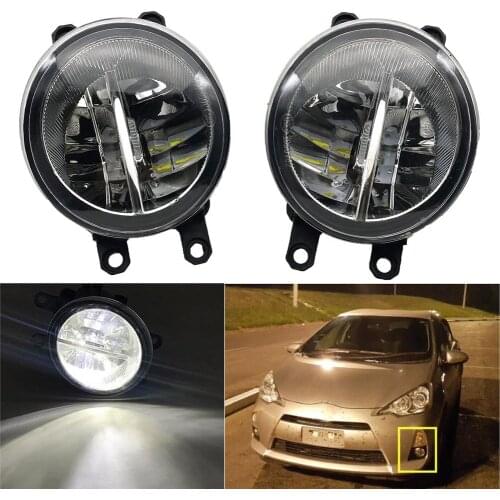 2PCS Super Bright LED Fog Head Lamp Left Right Front Fog Lights H8 H11 Socket Lamps For Toyota aqua