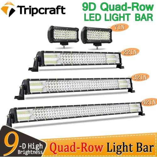 Tripcraft Quad-row 7" 22“ 32” 42“ Inch Straight LED Light Bar 4 Rows LED Work Light 396W 576W 756W For SUV 4X4 OffRoad ATV Car
