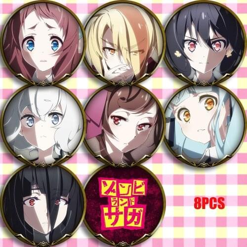 Japan Anime ZOMBIE LAND SAGA ZOMBIELAND SAGA Minamoto Sakura Cosplay Bedge Cartoon Brooch Pins Collect Bags Badges For Backpacks