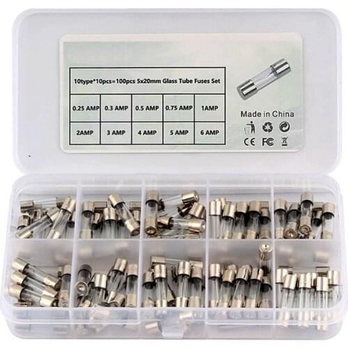100PCS*0.2-20A 72*0.5-30A Fast-blow Glass Tube Fuses Quick Blow Car Glass Tube Fuses Assorted Kit Amp with Box Assortment Kit