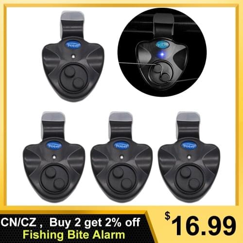 4pcs Electronic Fishing Alarm Fish Bite Alarm Sound Alert Clip on Fishing Rod Fishing LED Light Fishing Tackle Tools Accessories