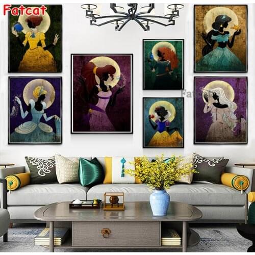5D Square Diamond Painting Cartoon Princess Characters Diamond Embroidery Rhinestones Childrens gift Cross stitch decor PP2216