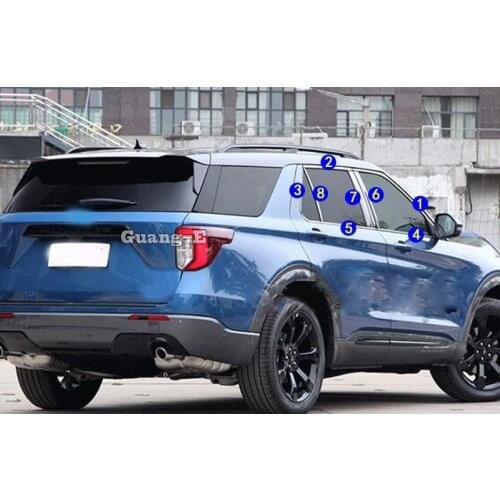 For Ford Explorer 2011 2012 2013 2014 2015 2016 2017 2018-2020 Car Stick Stainless Steel Glass Window Pillar Column Strip Trim