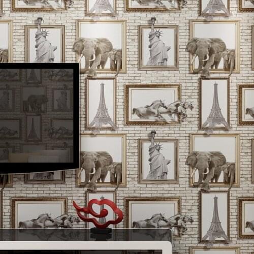 Beibehang High - end new 3D stereo retro brick pattern wall paper TV background wall entrance hallway wallpaper