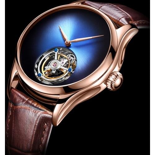 No Logo Real Tourbillon Movement Mens Watch Mechanical Luxury Brand Sapphire Simple Tourbillon Watches Mens 2020 montre homme