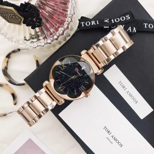 Novel Cutted Plum Glass Watches for Women Personalized Crystal Flower Watch Full Steel Bracelet Wrist watch Quartz Roman Montre