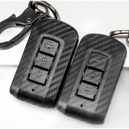 2019 New Carbon car key cover key case For Mitsubishi Outlander Eclipse Cross Lancer 10 Pajero Sport L200 ASX RVR 2/3 Buttons
