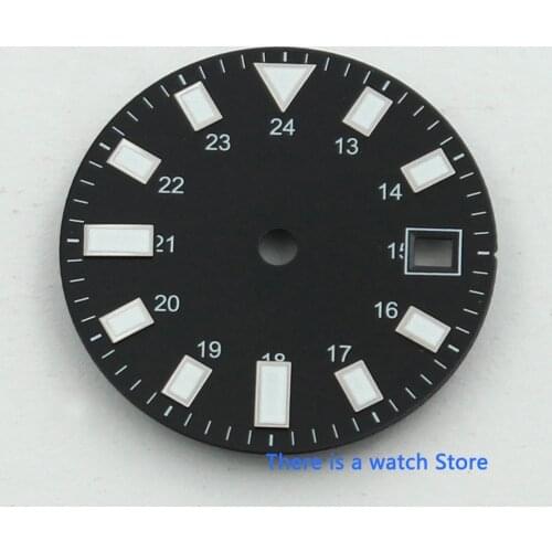BLIGER 28.5mm Black/White Watch Dial Date Window fit Miyota 8215 Mingzhu 2813 watch face luminous marks nmbers watch parts