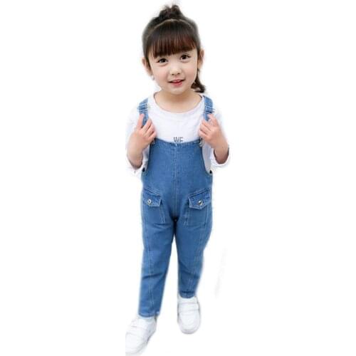 Toddler Baby Girls Strap Jeans Children Solid Overall Pants For Spring Autumn Kids Cowboy Trousers Comfortable Children Clothing