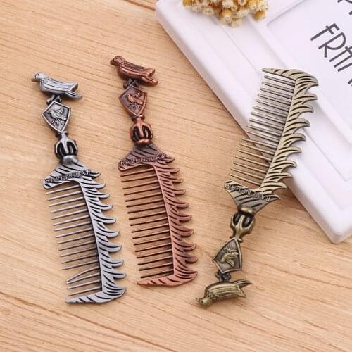 3 Colors Bird Shape Magic School Badge Comb Bronze Combing Tool For Women Men Metal Comb Collection