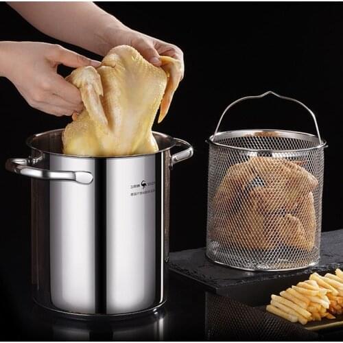 304 Stainless Steel Asparagus Pot with Deep-fried Basket High Soup Pot Deep fryer