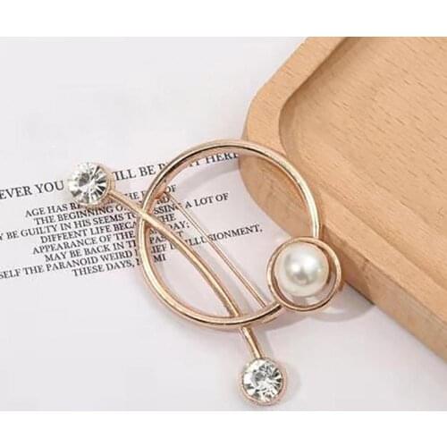 Ring Brooch Faux Pearl Anti-exposed All-match Comfortable Alloy Rhinestone Scarf Clip for Decoration