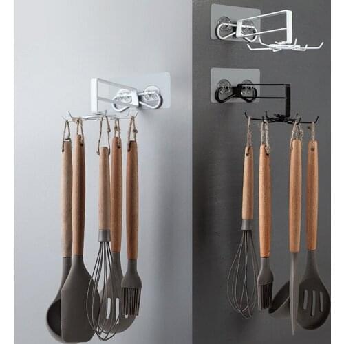 Kitchen Rotatable Hook Iron Wall Hook Organizers Storage Shelf Kitchen Organizer Kitchenware Storage Racks Home Accessories