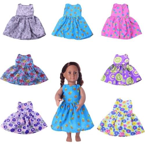 Doll ClothesDresses With Flowers Printed On It For 18 Inch & 43 Cm Dolls & New Born Baby Generation Girls Birthday Gifts
