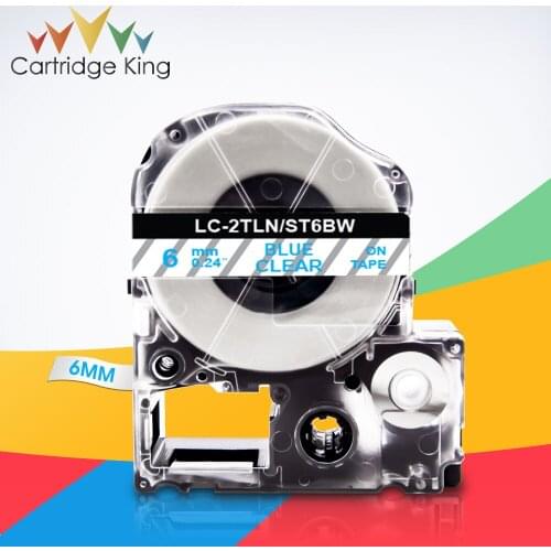 Blue on Clear ST6BW LC-2TLN 6mm*8m Label Tape for Epson King Jim TepraPro C410 LW-400 LW-400L LW-K400L Label Printer Ribbon