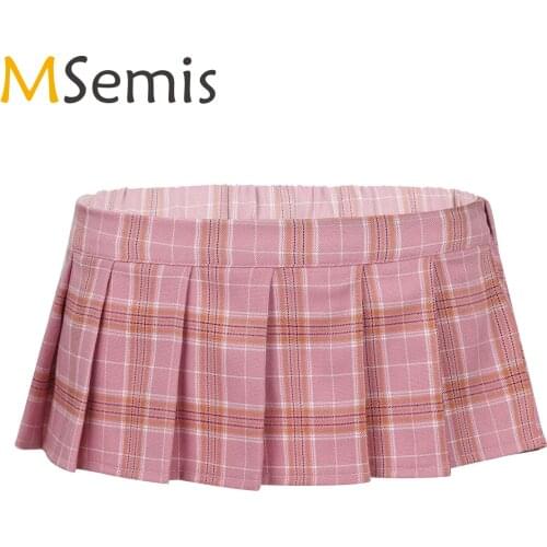 MSemis Women Super Mini Skirts Lady Sexy Japanese Schoolgirl Cosplay Roleplay Costume Lingerie Scottish Plaid Pleated Underskirt