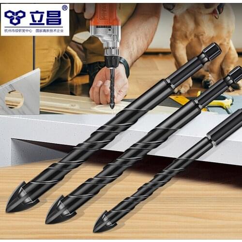 LICHANG 10pc Cross Hex Tile Drill Bits Set Carbide Alloy Triangle Glass Ceramic Porcelain Stone Concrete Drill Hole Opener Wall