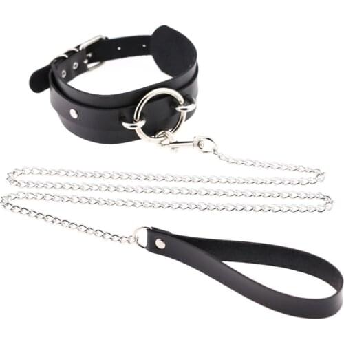 2019 New Black Sexy Vegan Choker Punk Harajuku Goth Collar Chain Traction Necklace Leather Bondage Cosplay Party Jewelry