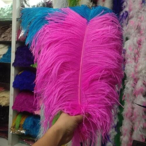 New 50 pcs Rose and Lake Blue 24-26inches/60-65cm "thick stem" male ostrich feathers Wedding Birthday Christmas Decoration