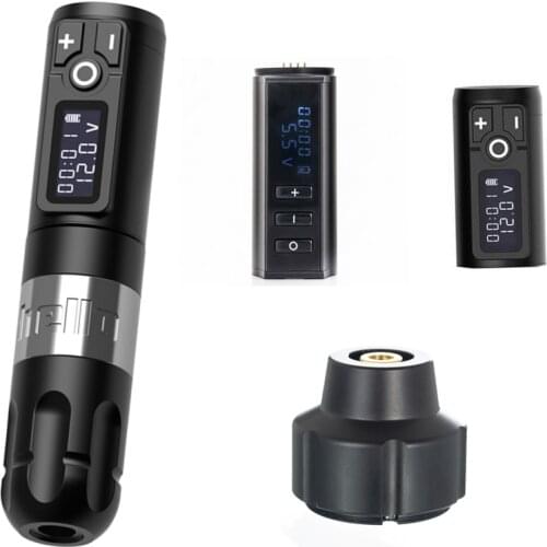 2021 New Arrival Hello Logo Wireless Tattoo Machine Pen Ambition Brush Coreless Motor Strong Quiet Replace Battery Free Shipping