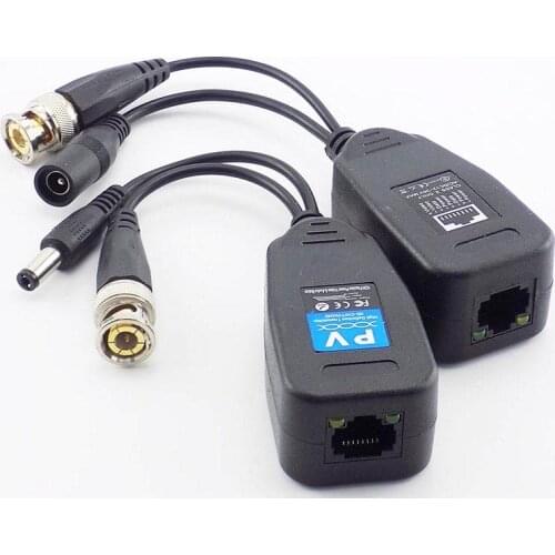1 Pair(2pcs) Passive CCTV Coax BNC Power Video Balun Transceiver Connectors to RJ45 BNC male for CCTV video Camera L19