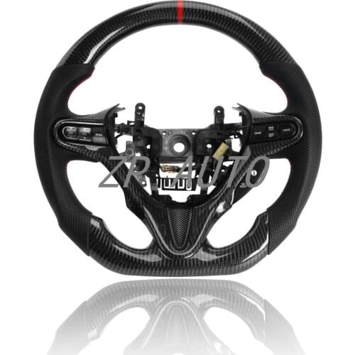 For Honda Overseas 8th generation Civic Type R steering wheel Perforated leather Carbon fiber Red line Assembly