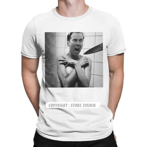 Popular Men T Shirt Nicolas CagePsycho Cool Christmas Tee Shirt Nicolas Cage Funny T Shirts Camisas Hombre Fast Ship