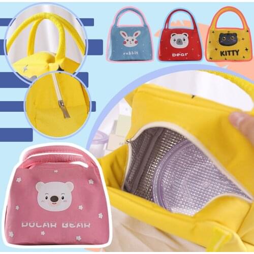Portable Lunch Bag Cartoon Lightweight Insulated Foldable School Waterproof Thermal Food Storage Bags Tote Cooler Bento Pouch