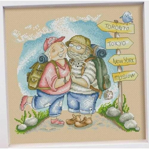 Happy trip patterns counted 11CT 14CT Cross Stitch Sets DIY Chinese Cross-stitch Kits Embroidery Needlework