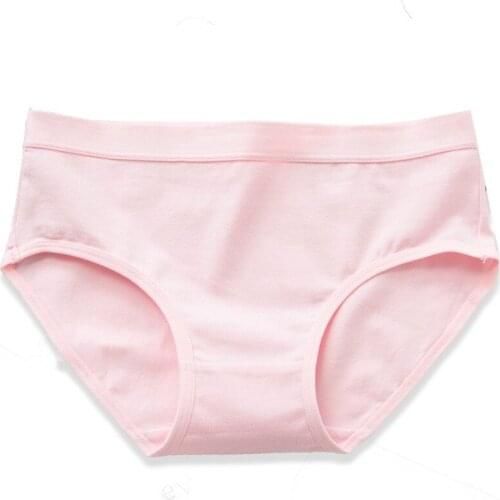 Sexy Cotton Panties Cozy Ladies Colored Cotton Briefs High Quality Cotton Crotch Mid-Rise Cute Women Underwear Breathable