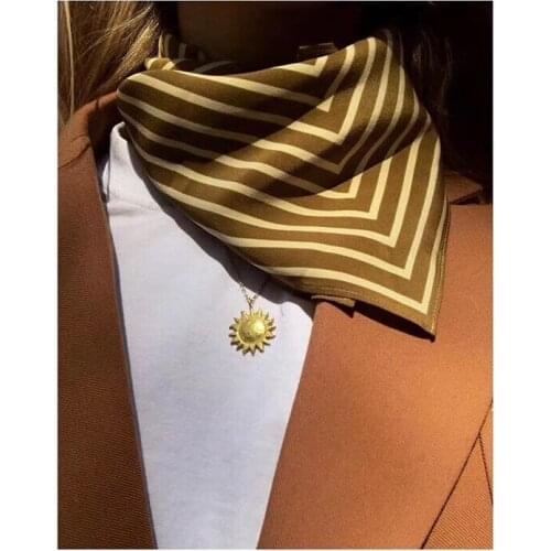 SILK monogram striped print san remo scarf brown 57CM*57CM Little Square Neck Scarf For Woman 2019ss New Fashion