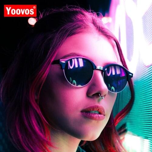 Yoovos 2021 Vintage Alloy Sunglasses Women Brand Designer Retro Round Frame Sunglasses Fashion Shopping V400 Oculos Feminino