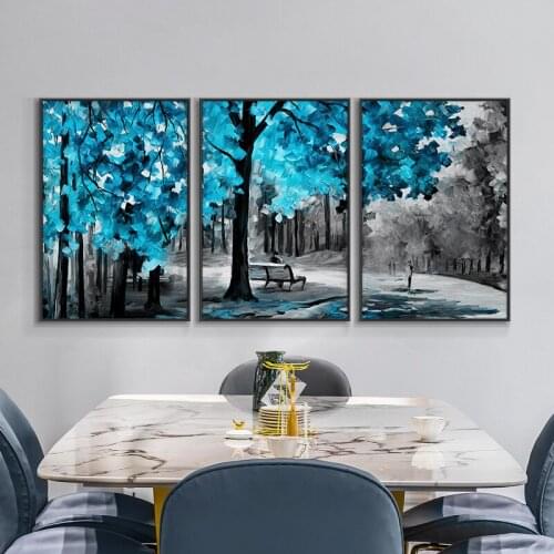 Modern Abstract Art Blue trees On Canvas Print Nordic Poster Wall Art Picture Scandinavian Decoration For Living Room Decor