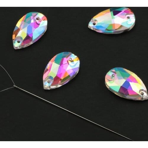 12-28mm Sew On Claw Rhinestones Glass Crystal Sewing Stones Clear AB For Wedding Dress Decoration,For Clothes Dress Bags