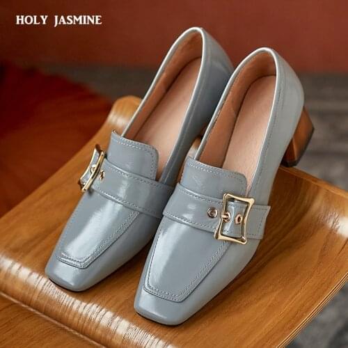 Shoes Woman Genuine Leather heels for women Pumps For Women Concise Design 2021 Spring Working Slip-On Office Lady Women Shoes