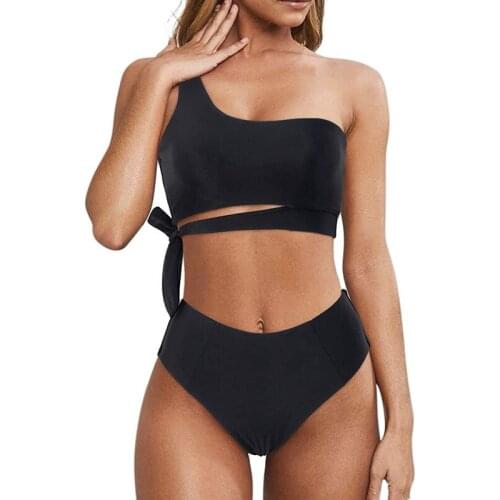 Swimsuit Strapless Bikini Waist Sexy Split Bikini Swimsuit Women 2021 Wrap Bikini Set Push Up High Waisted Leopard Print