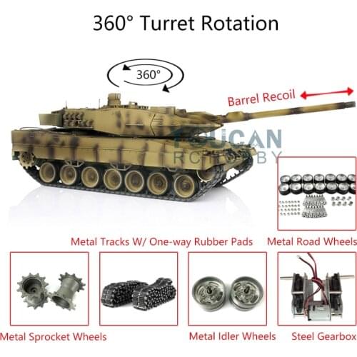 1/16 2.4G Heng Long 7.0 Leopard2A6 RC Tank 3889 Barrel Recoil Metal Tracks Rubber TH17662-SMT4