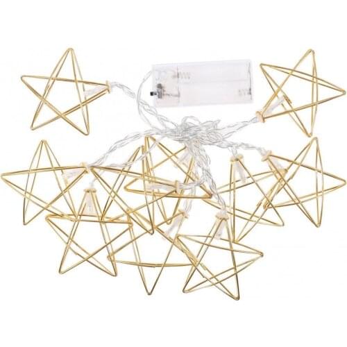 1.5m 10 LED Fairy Lights Copper Wire Light String Lamp Beads Metal Five-Pointed Star LED String Lights Home Bedroom Decor Lamp