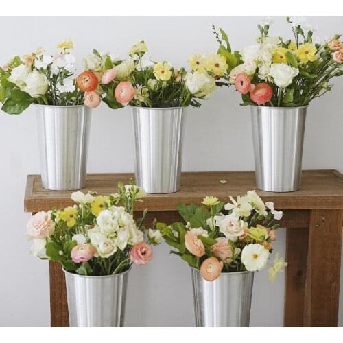 1Pc Simple Aluminum Desktop Flower Pot Garden Balcony Succulent Vase Planting Arrangement Display Bucket