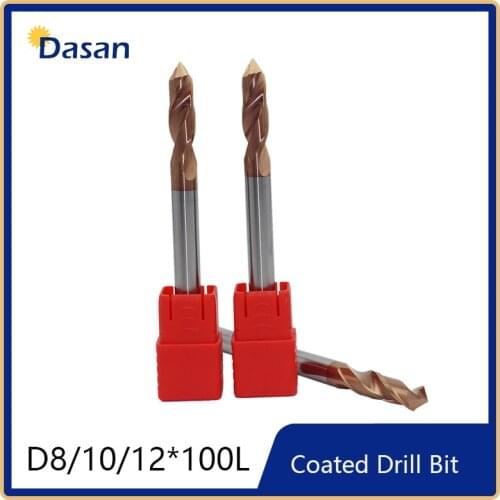 1pcs Carbide Spotting Drill Bit Diameter 8mm10mm12mm100L Extral Long Coated Chamfer Drill Positioning Center Bit