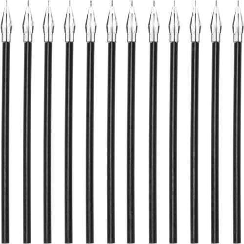 12pcs Diamond Head Refills Roller Ball Gel Pen Refill Stationery(Black)